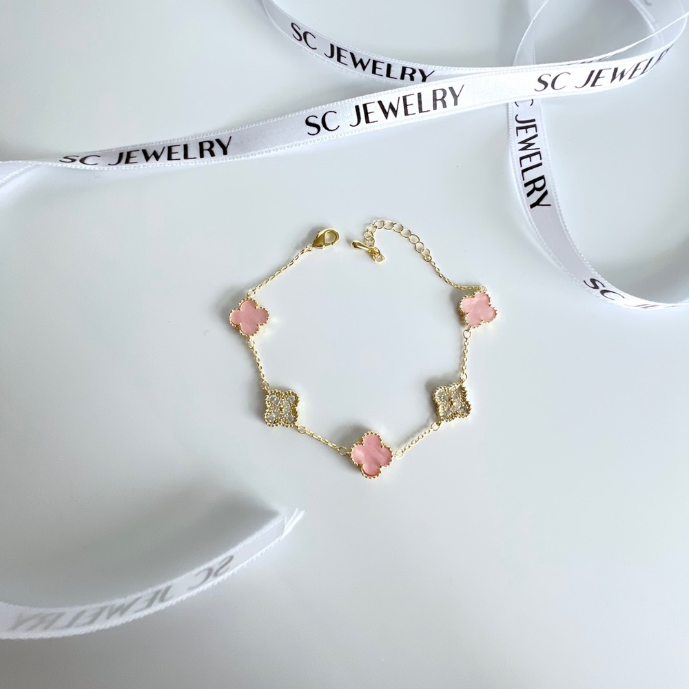 Mother Of Pearl Clover Pink Color Petite Clover Luxury Jewelry - Picture 7 of 8